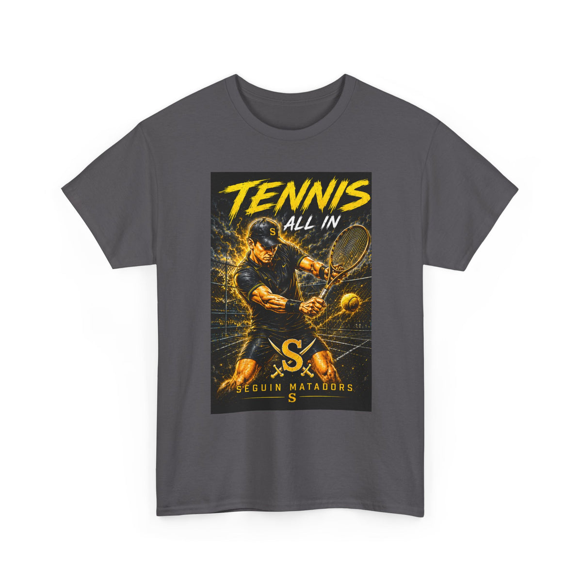 Tennis All In Graphic Tee — Vintage Tennis Player Poster Shirt