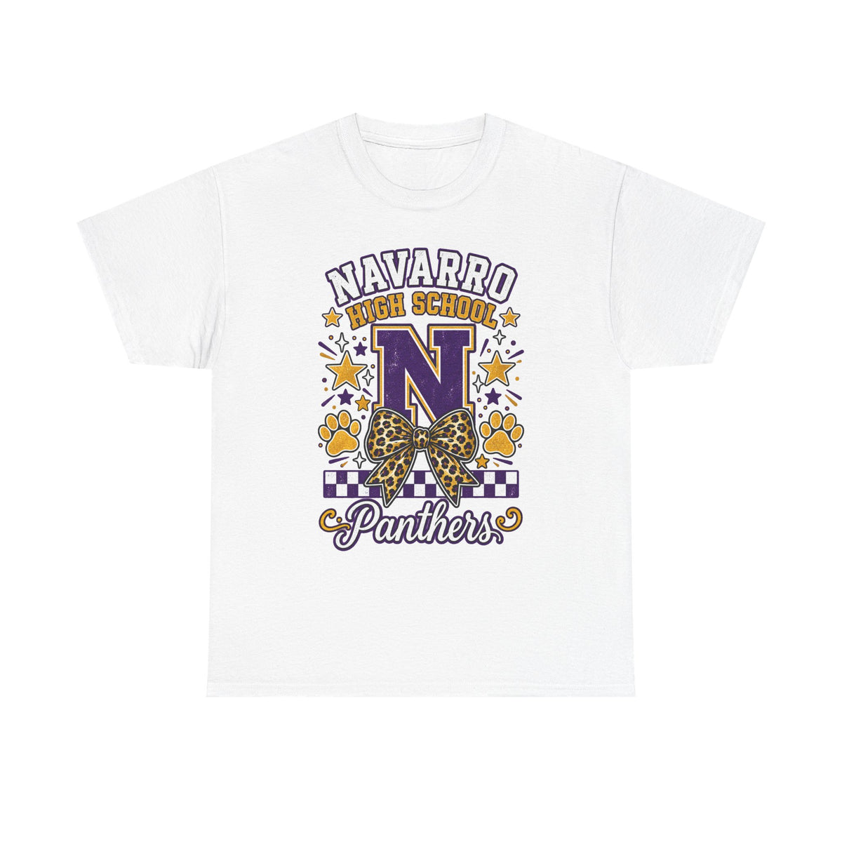 Navarro Panthers High School Tee — 'N' Leopard Ribbon Paw Print Design