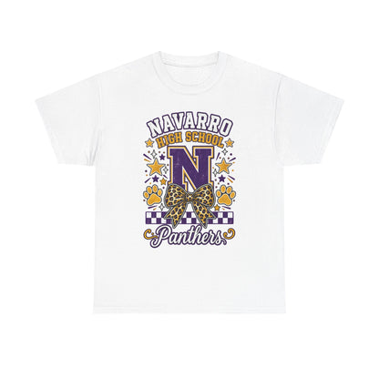 Navarro Panthers High School Tee — 'N' Leopard Ribbon Paw Print Design