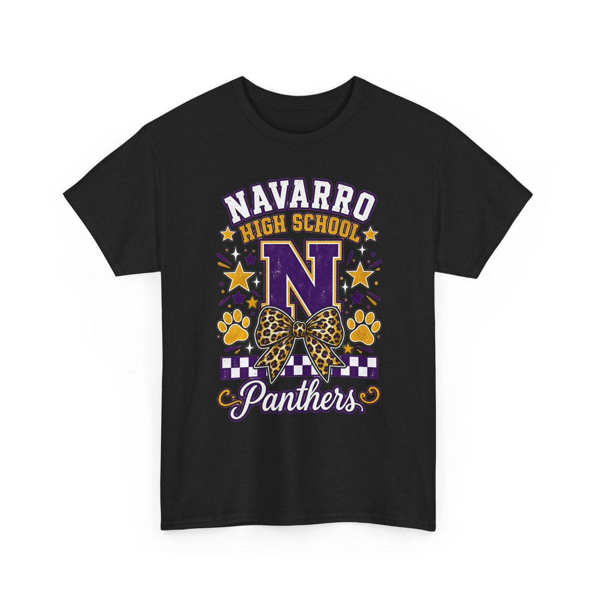 Navarro Panthers High School Tee — 'N' Leopard Ribbon Paw Print Design