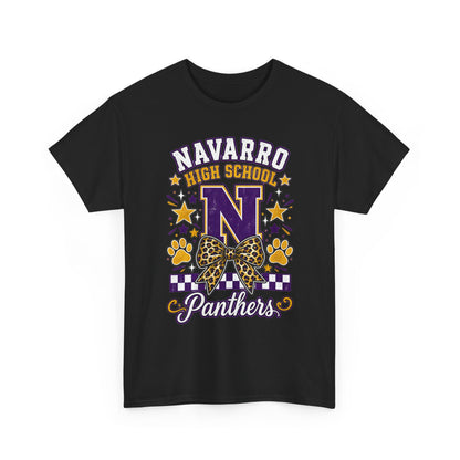 Navarro Panthers High School Tee — 'N' Leopard Ribbon Paw Print Design