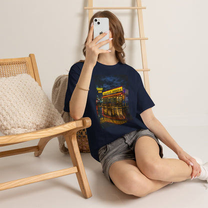 Diner Neon Night T-Shirt — Retro Rainy Cityscape Graphic Tee