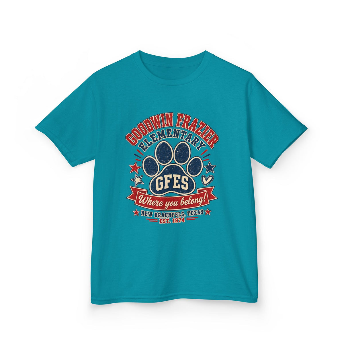 Kids Tee — Goodwin Frazier Elementary GFES Paw Print School Spirit Shirt