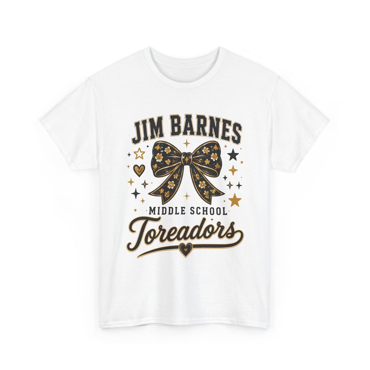 T-Shirt — Jim Barnes Middle School Toreadors Cheer Bow Design