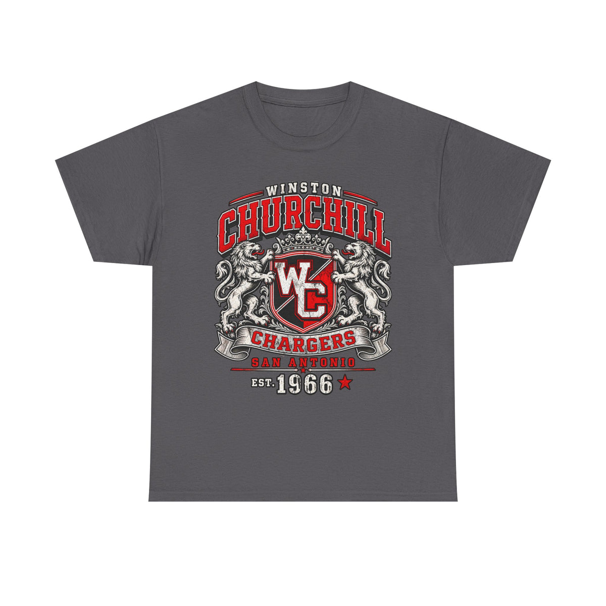 Churchill Chargers Vintage Crest T-Shirt — Winston Churchill 1966 School Spirit Tee