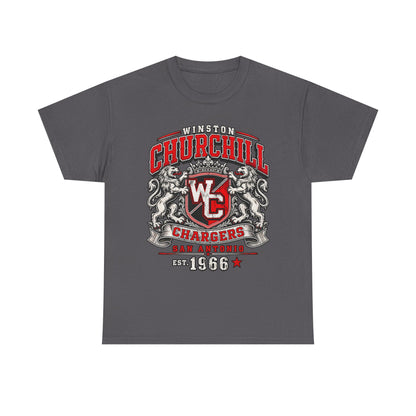 Churchill Chargers Vintage Crest T-Shirt — Winston Churchill 1966 School Spirit Tee