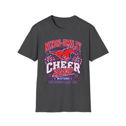 Nixon-Smiley Mustangs Cheer Dad T-Shirt — School Spirit Fan Tee