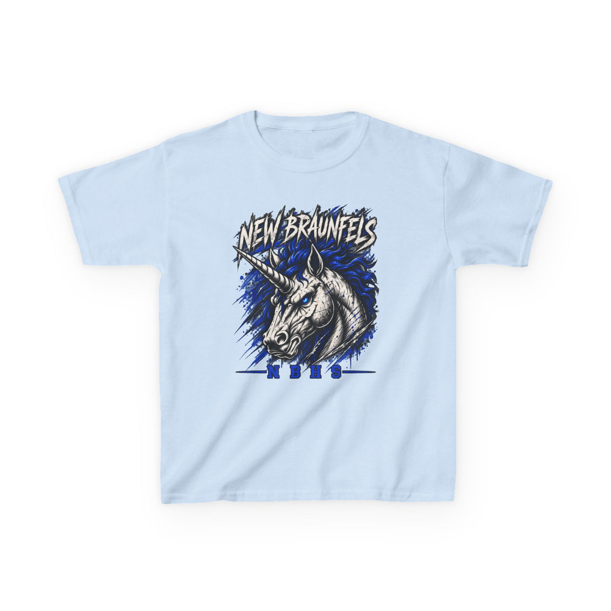 New Braunfels Unicorn Kids T‑Shirt — Blue Graphic Tee for Children