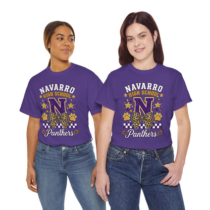 Navarro Panthers High School Tee — 'N' Leopard Ribbon Paw Print Design