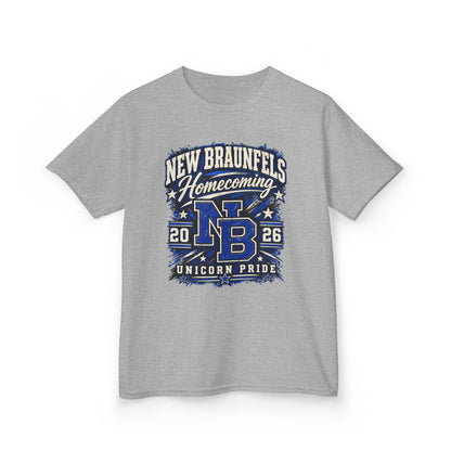 New Braunfels Homecoming 2026 Kids T‑Shirt — NB Unicorn Pride School Spirit Tee