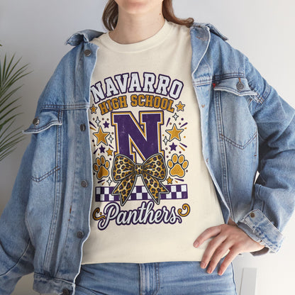 Navarro Panthers High School Tee — 'N' Leopard Ribbon Paw Print Design