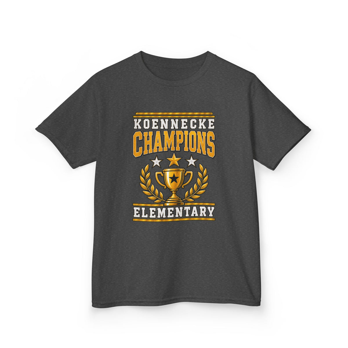 Koennecke Champions Elementary Kids T-Shirt — School Spirit Trophy Design