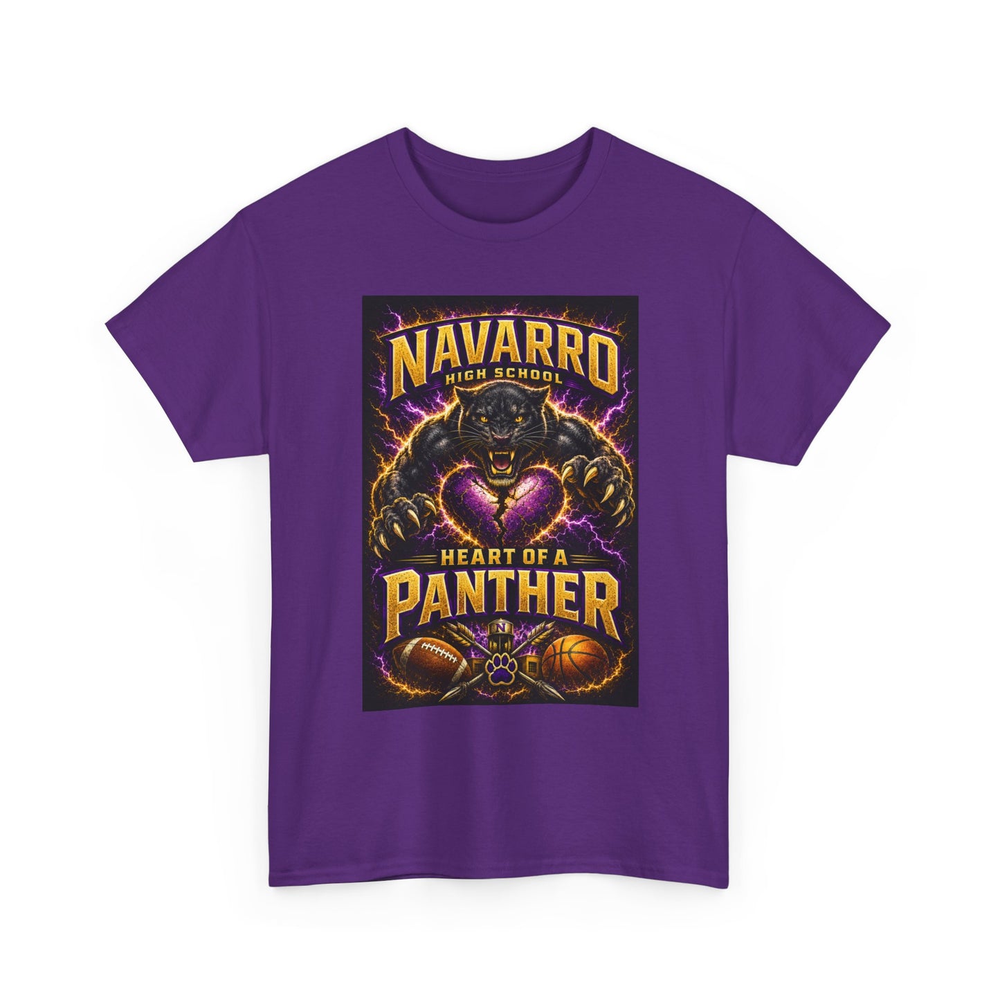 Panther Football Tee — "Navarro Heart of a Panther" High School Mascot Shirt