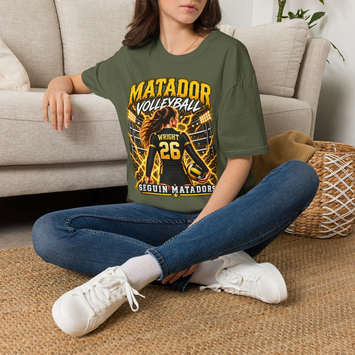 Custom Seguin Matador Volleyball Player Tee | Personalized Name & Jersey Number