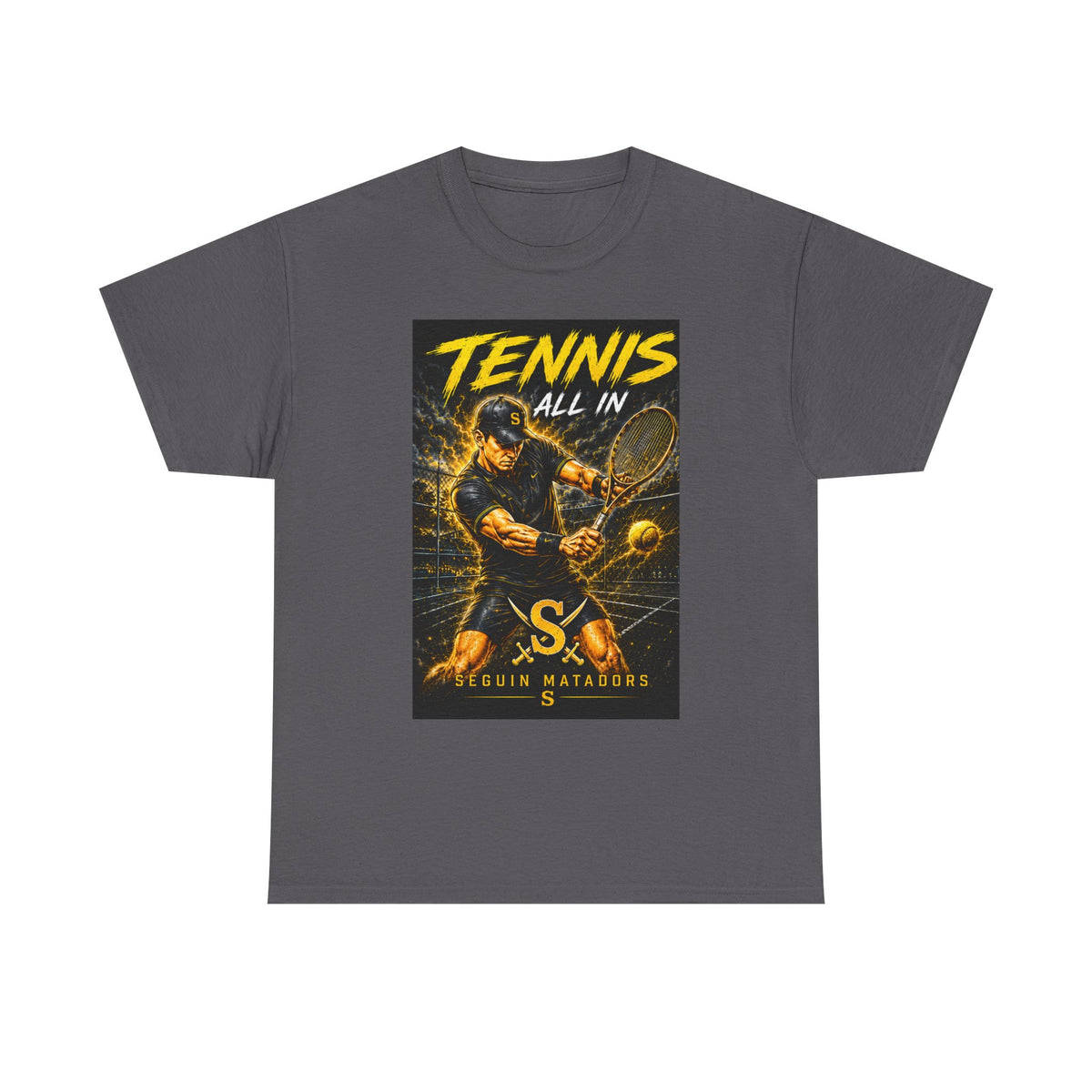Tennis All In Graphic Tee — Vintage Tennis Player Poster Shirt