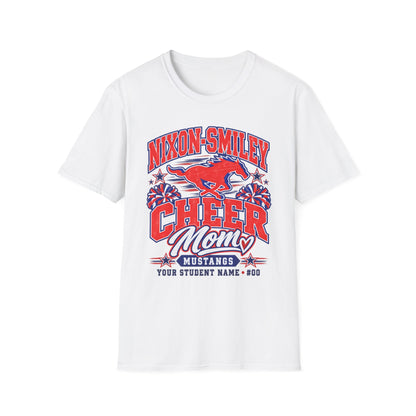 Nixon-Smiley Mustangs Cheer Mom T-Shirt — Personalized School Spirit Tee