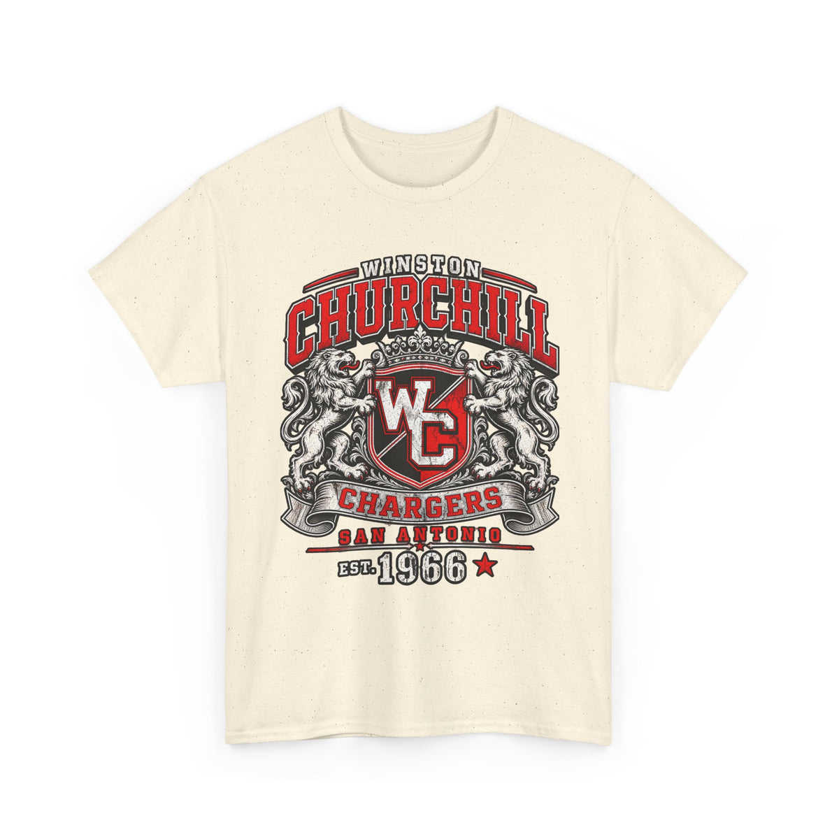 Churchill Chargers Vintage Crest T-Shirt — Winston Churchill 1966 School Spirit Tee