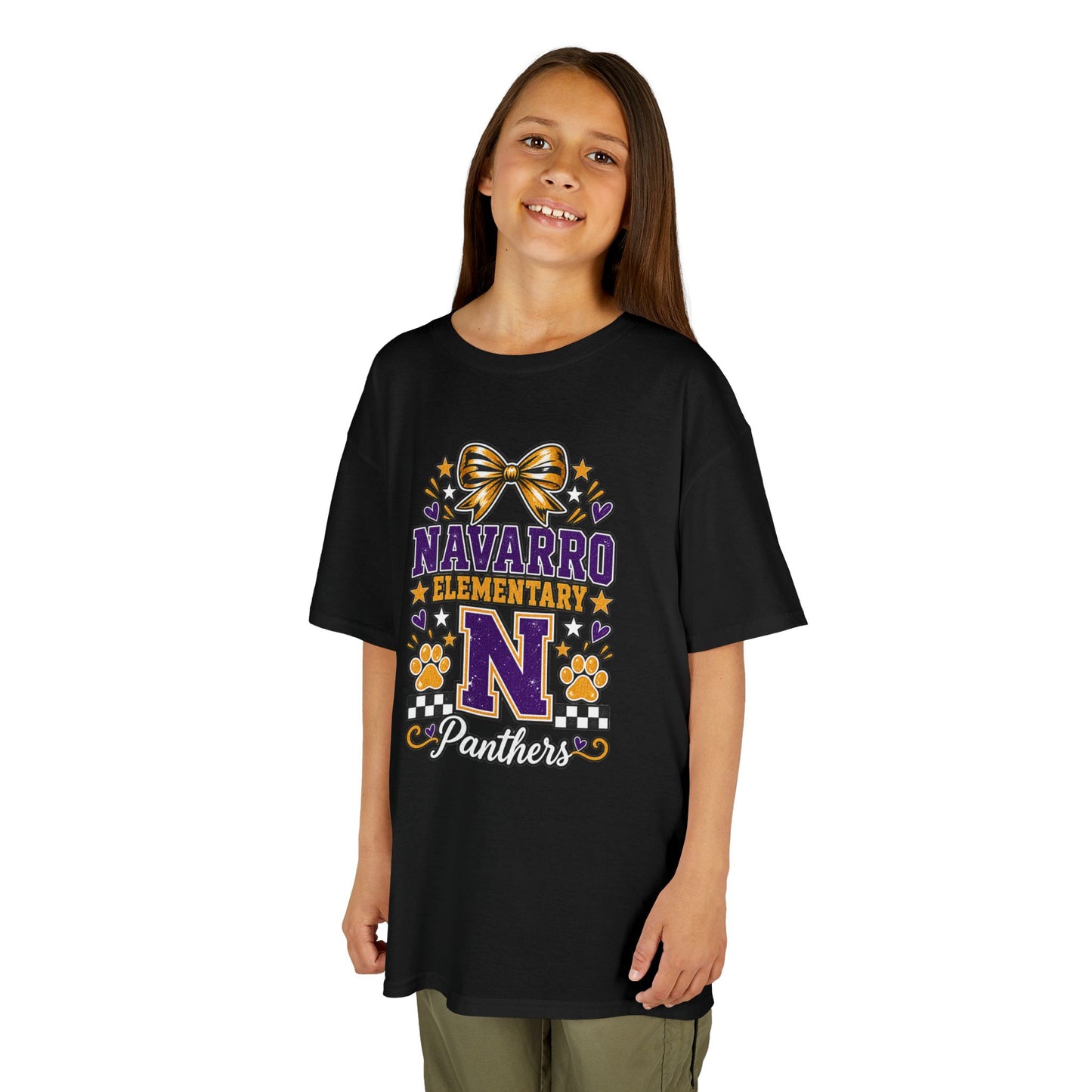 Kids Navarro Elementary Panthers T‑Shirt — Purple & Gold School Spirit Tee