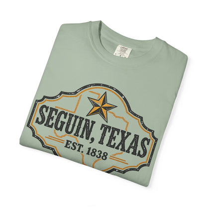 Seguin, Texas Vintage Badge T-Shirt — Est. 1838 Cotton Tee