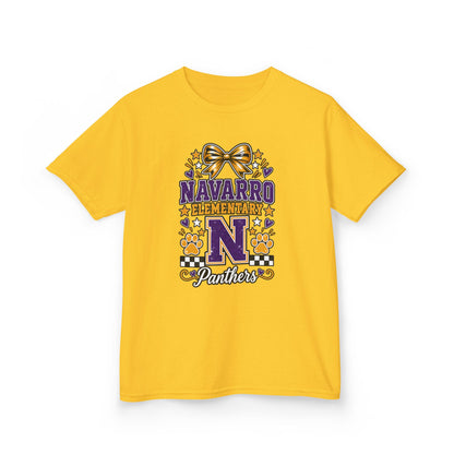 Kids Navarro Elementary Panthers T‑Shirt — Purple & Gold School Spirit Tee