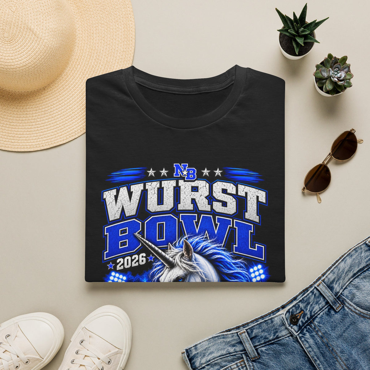 Wurst Bowl T-Shirt — New Braunfels 2026 Unicorn Football Event Tee