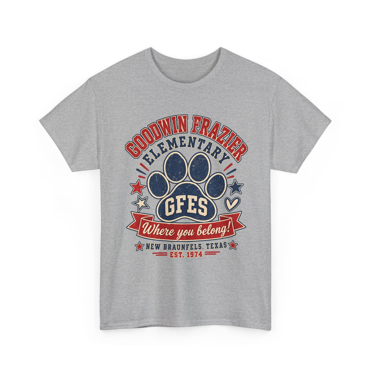 Goodwin Frazier Elementary GFES Paw Print T-Shirt — Where You Belong School Spirit Tee