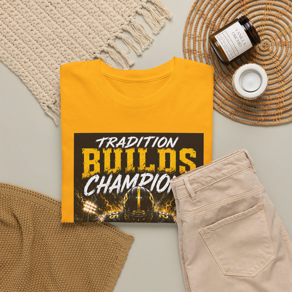Tradition Builds Champions Football T‑Shirt — Senior Matadors Team Tee