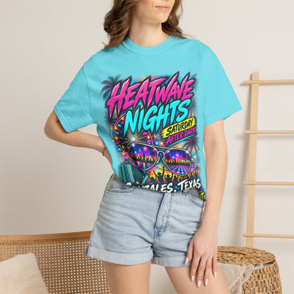 Heatwave Nights T-Shirt — Gonzales, Texas Retro Neon Party Tee