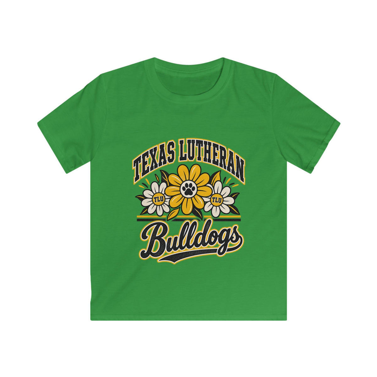Texas Lutheran Bulldogs Kids T-Shirt — Floral Mascot Youth Tee
