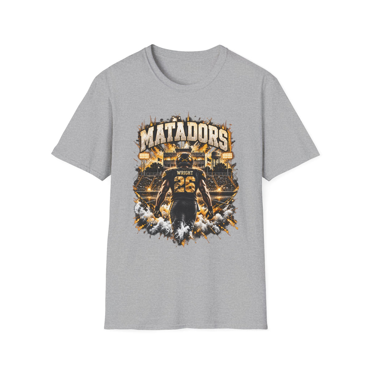 Matadors Football Player Graphic T-Shirt — Team Jersey Number 26 Fan Tee