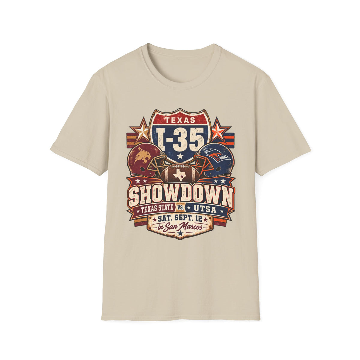 I-35 Texas Showdown Football T-Shirt – Texas State vs UTSA Game Day Tee