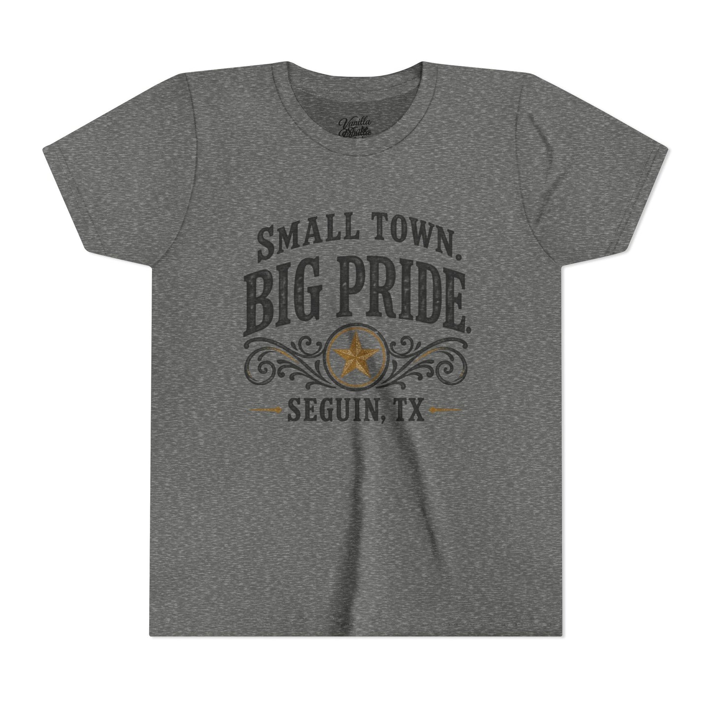 Youth Tee — "Small Town. Big Pride. Seguin, TX" Vintage Star