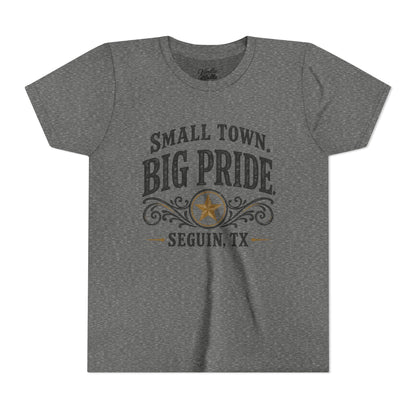 Youth Tee — "Small Town. Big Pride. Seguin, TX" Vintage Star