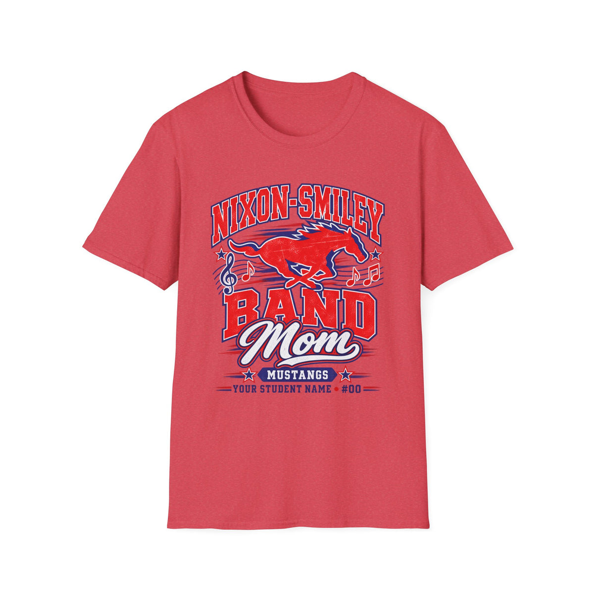 Mustangs Band Mom T-Shirt — Nixon-Smiley Band Support Tee