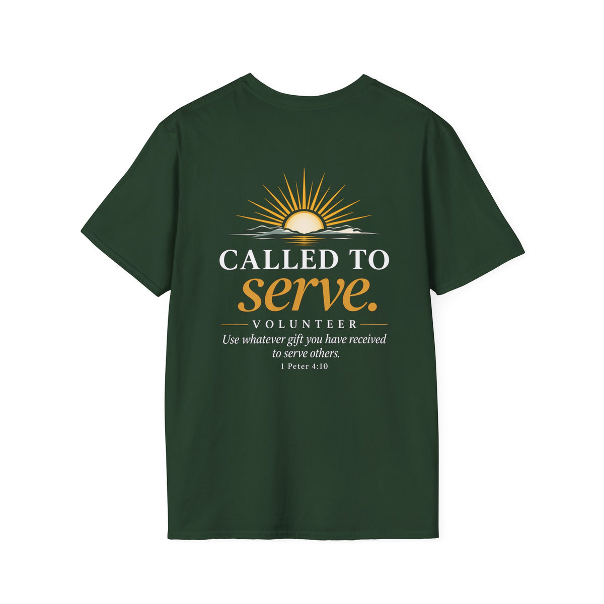 Called to Serve T-Shirt — Volunteer Faith Tee ("Called to Serve" with Sunrise)