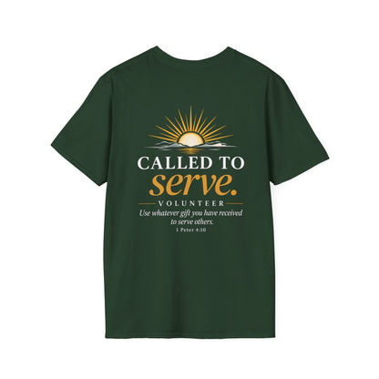 Called to Serve T-Shirt — Volunteer Faith Tee ("Called to Serve" with Sunrise)