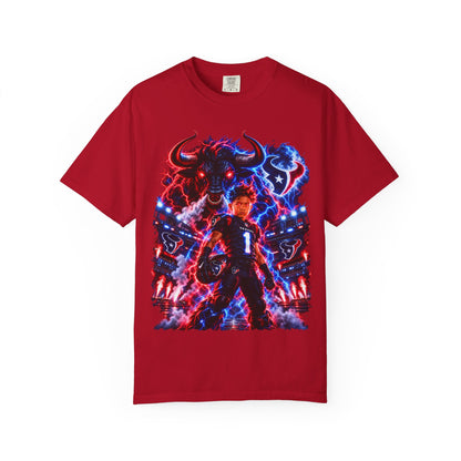Houston Texans Bull Graphic T-Shirt — Neon Player & Team Logo Football Tee