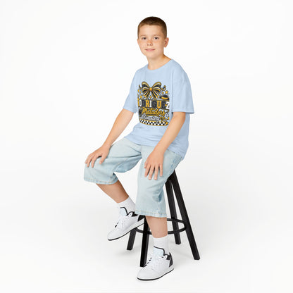 Rodriguez Matadors Elementary Kids T‑Shirt — School Spirit Bow & Mascot Tee