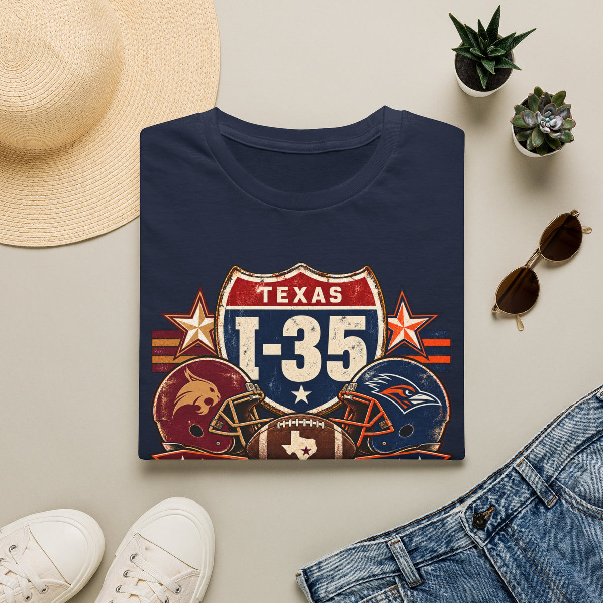 I-35 Texas Showdown Football T-Shirt – Texas State vs UTSA Game Day Tee