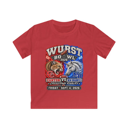 Kids Rivalry Football Tee — Canyon vs New Braunfels ‘Wurst Bowl’ 2026 Game Day Shirt