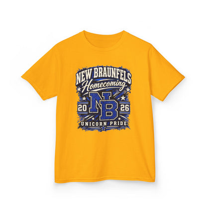 New Braunfels Homecoming 2026 Kids T‑Shirt — NB Unicorn Pride School Spirit Tee