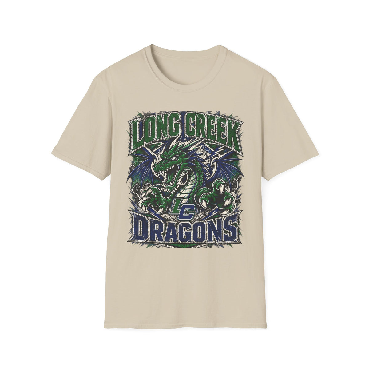 Long Creek Dragons T-Shirt — Vintage Green Dragon School Spirit Tee