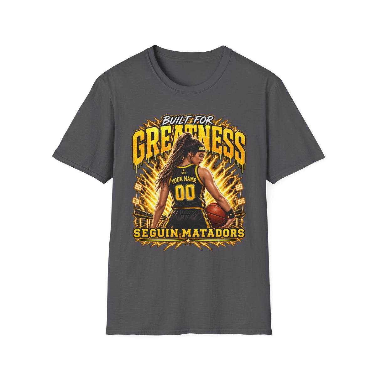 Custom Seguin Matador Girls Basketball Player Tee | Personalized Name & Jersey Number