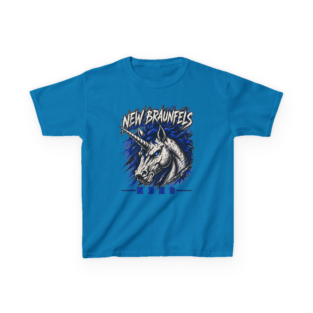 New Braunfels Unicorn Kids T‑Shirt — Blue Graphic Tee for Children