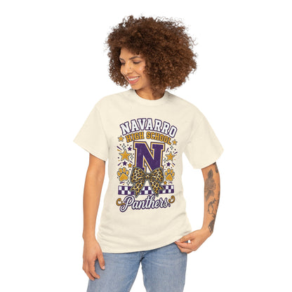 Navarro Panthers High School Tee — 'N' Leopard Ribbon Paw Print Design