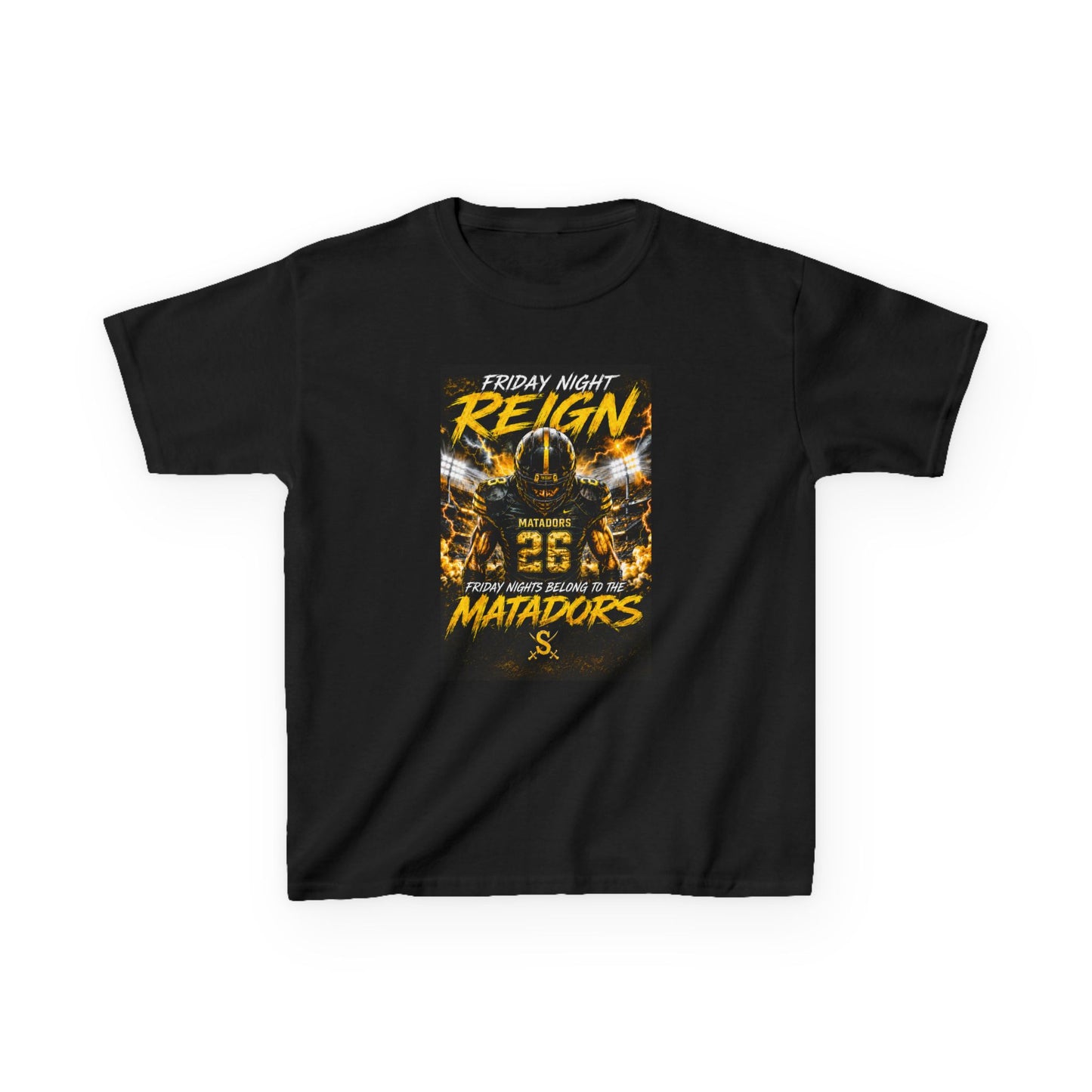 Kids T-Shirt — 'Friday Night Reign' Matadors Football Tee (Number 26)