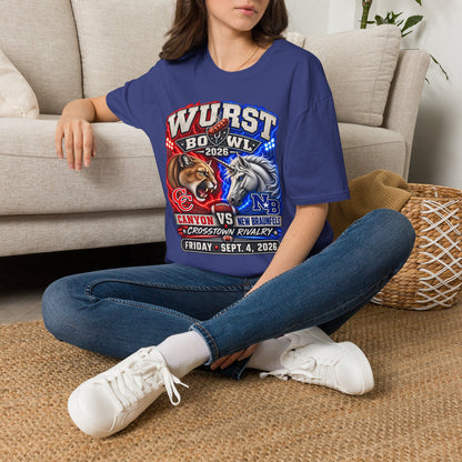 Wurst Bowl 2026 T‑Shirt — Rivalry Game Day Tee (Sausage vs. Unicorn)
