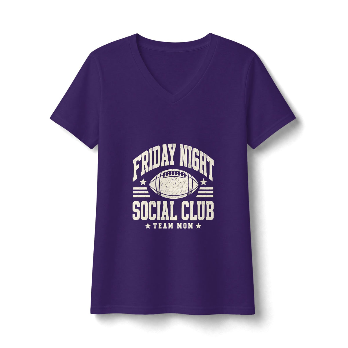 Friday Night Social Club V-Neck Tee — Team Mom Football T-Shirt