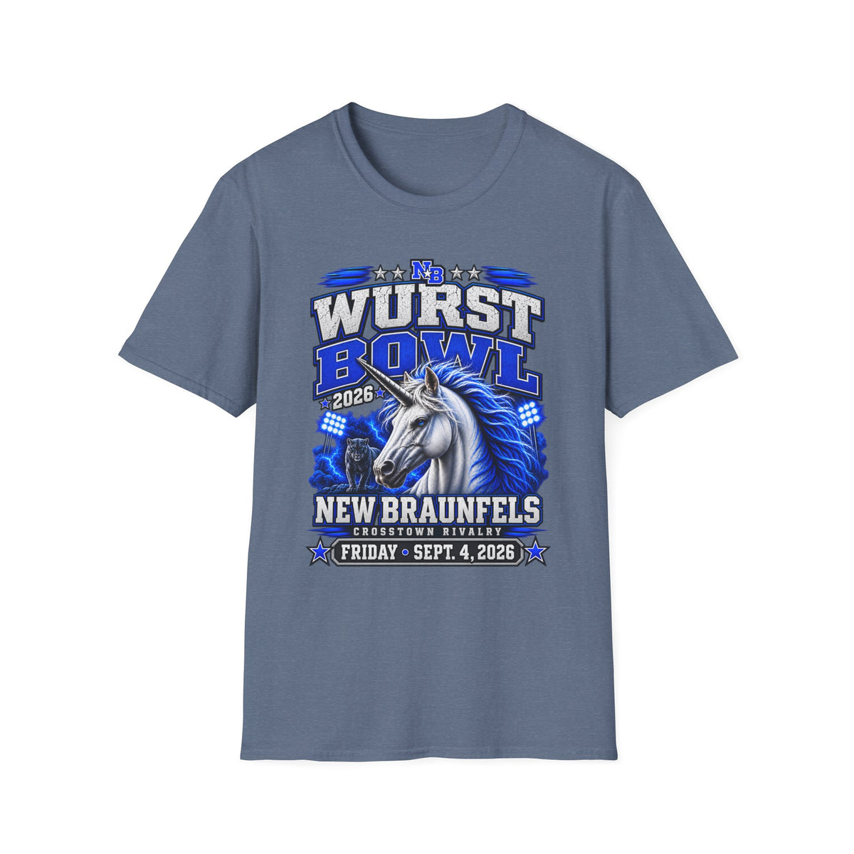 Wurst Bowl T-Shirt — New Braunfels 2026 Unicorn Football Event Tee