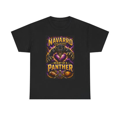Panther Football Tee — "Navarro Heart of a Panther" High School Mascot Shirt
